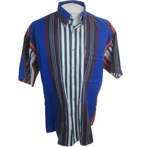 Loafers Reed St James vintage Men shirt short sleeve pit to pit 26 striped 1990s - Picture 1 of 7